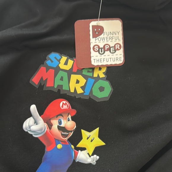 New Super Mario Black Hoodie boys size medium - Picture 2 of 3